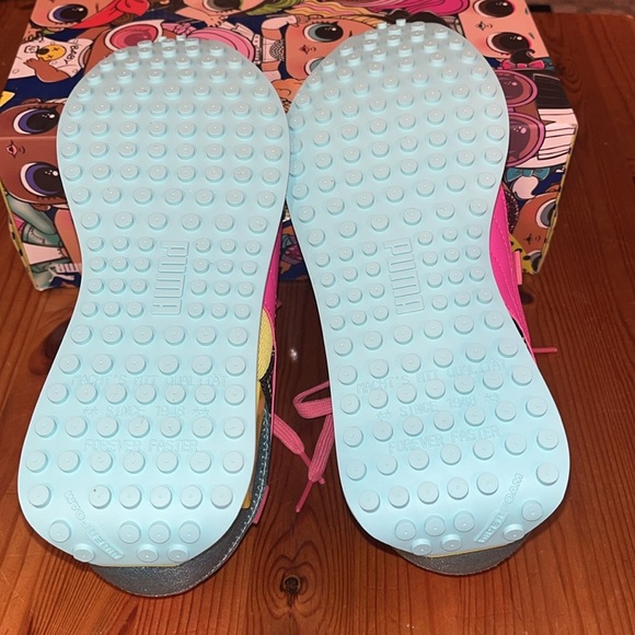 Puma Future Rider x LOL Surprise Shoes Youth 7C Pink Yellow Sneakers new w/box - Picture 11 of 13